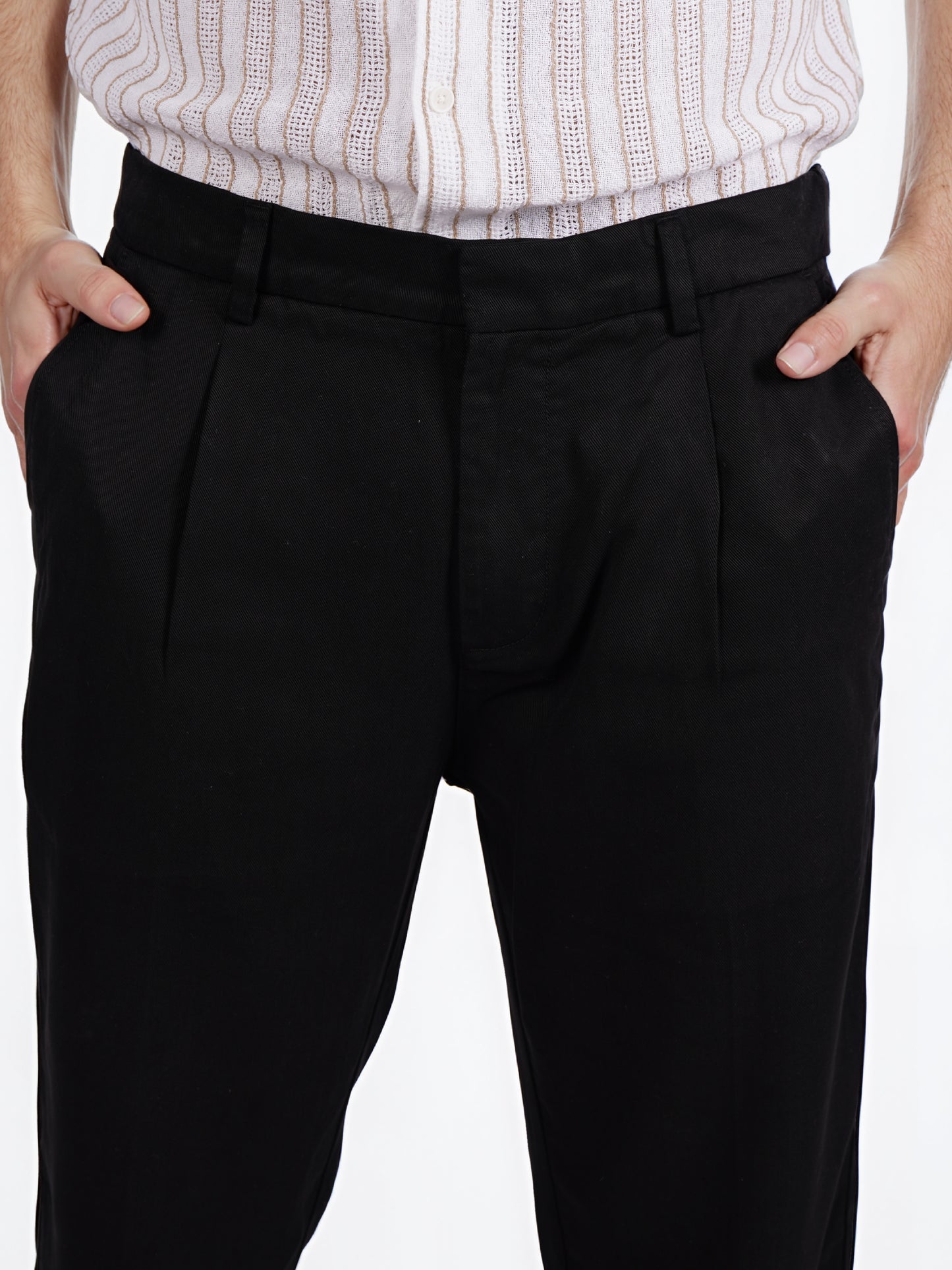 Celio* Men Black Straight Fit Viscose Rayon Tencel Trouser