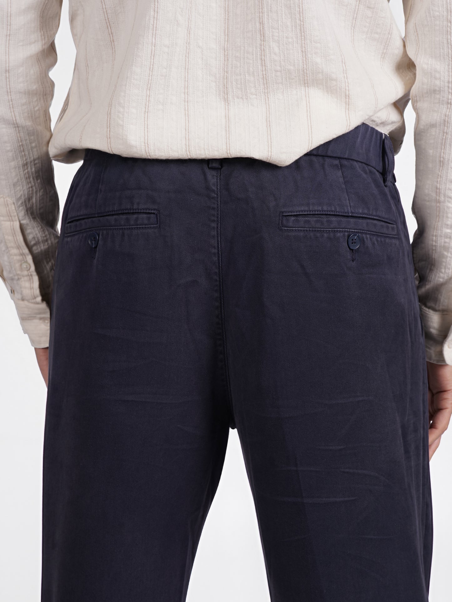 Celio* Men Navy Blue Straight Fit Viscose Rayon Tencel Trouser