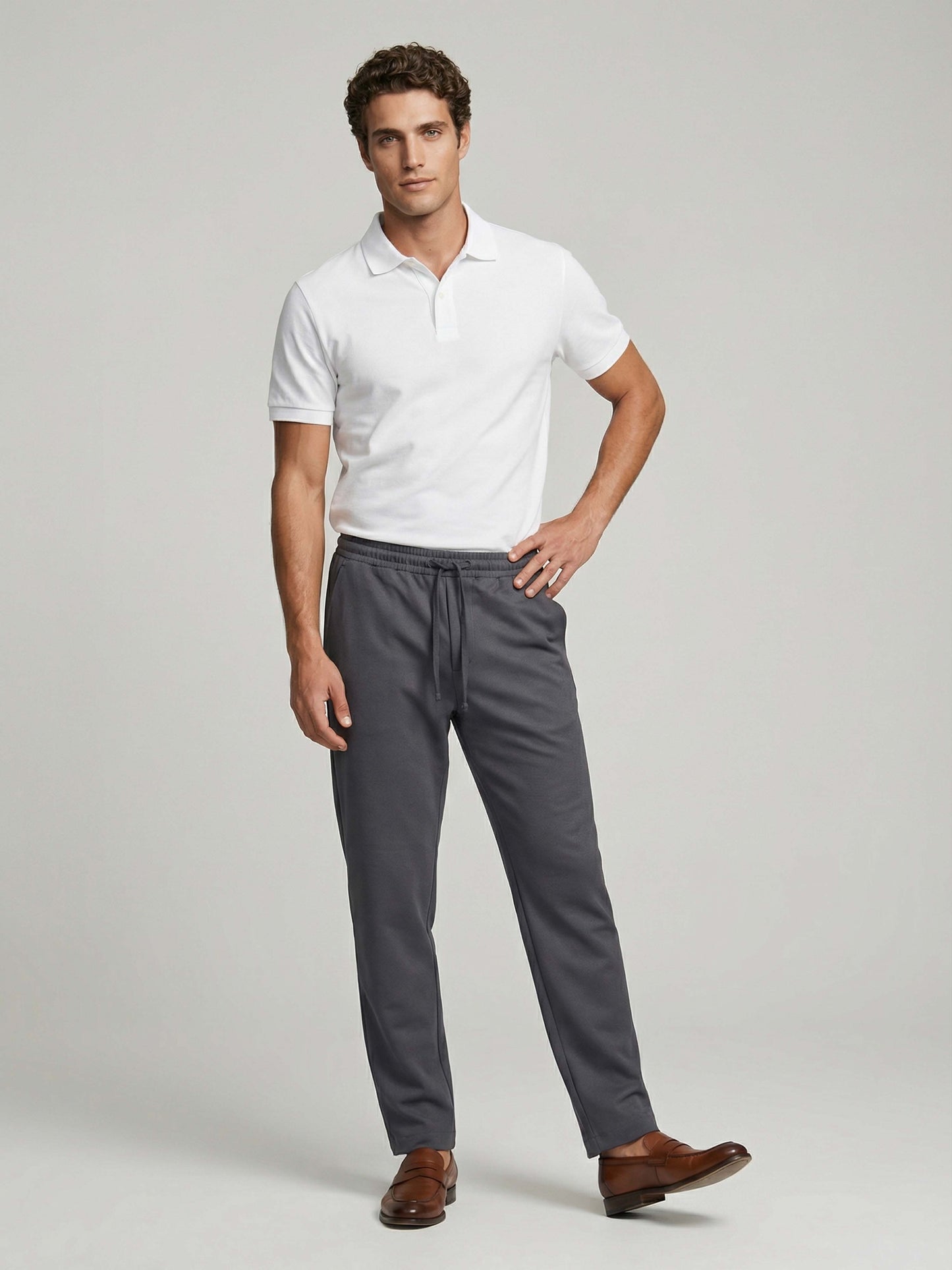 Celio* Men Grey Solid Slim Fit Polyester Trousers