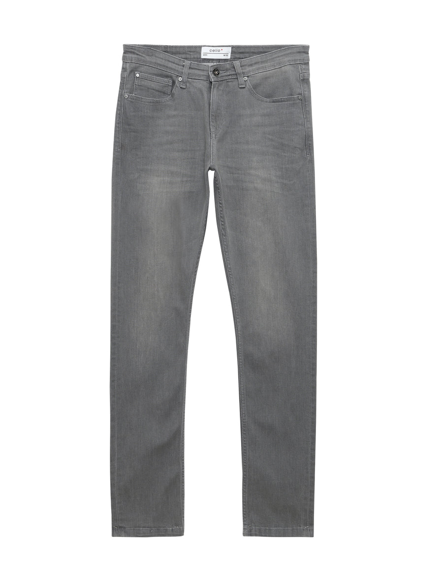 Slim Fit Poly Cotton Twill Jeans - Grey
