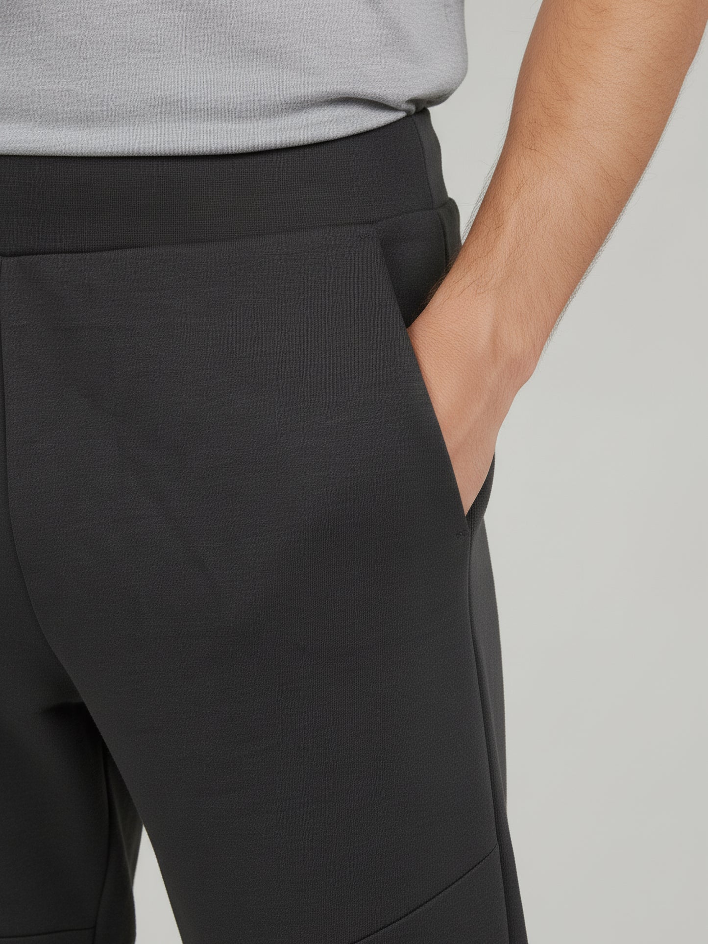 Celio Men Grey Solid Skinny Fit Cotton Trousers