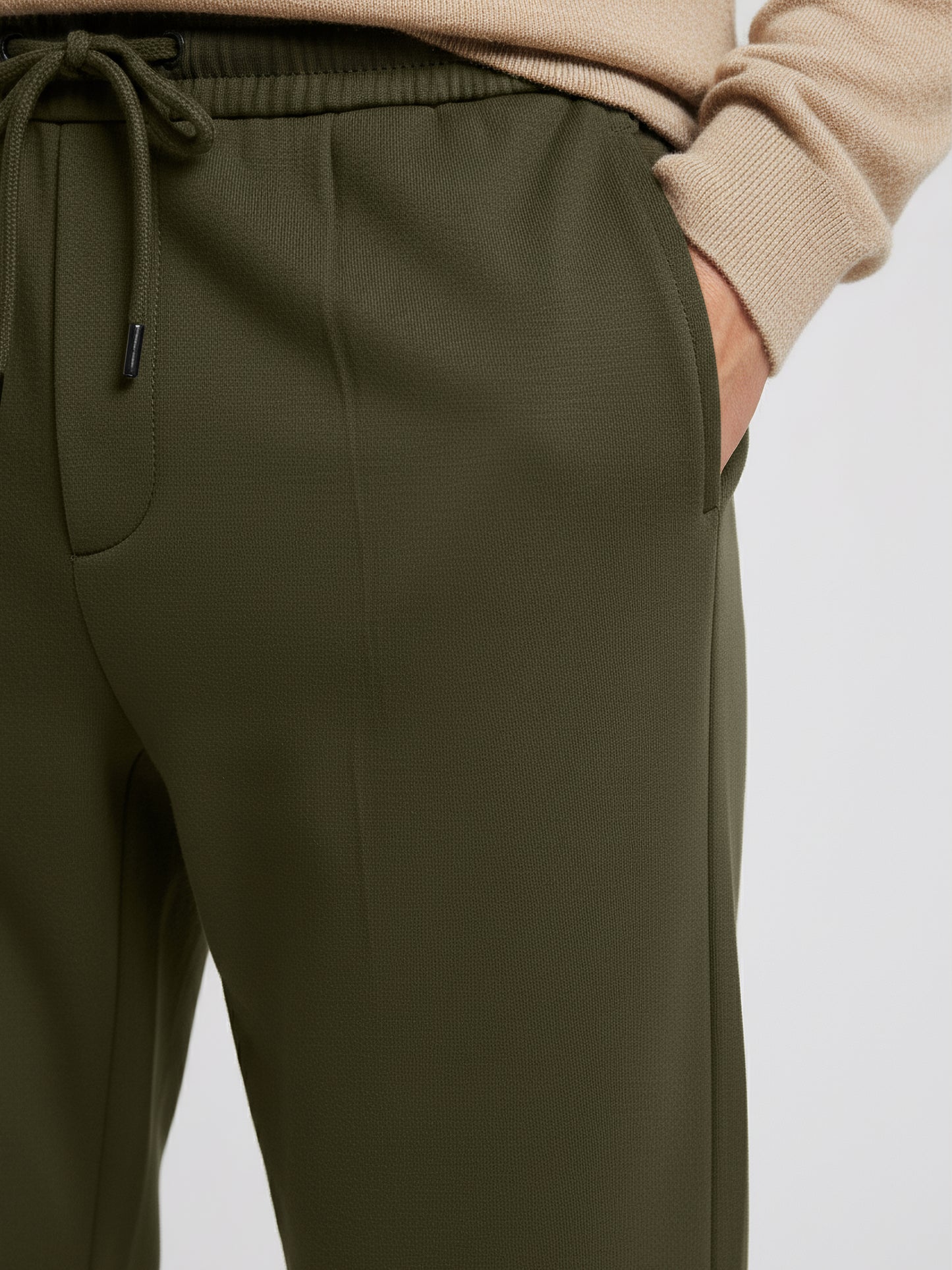 Celio* Men Olive Solid straight-fit Cotton Trousers