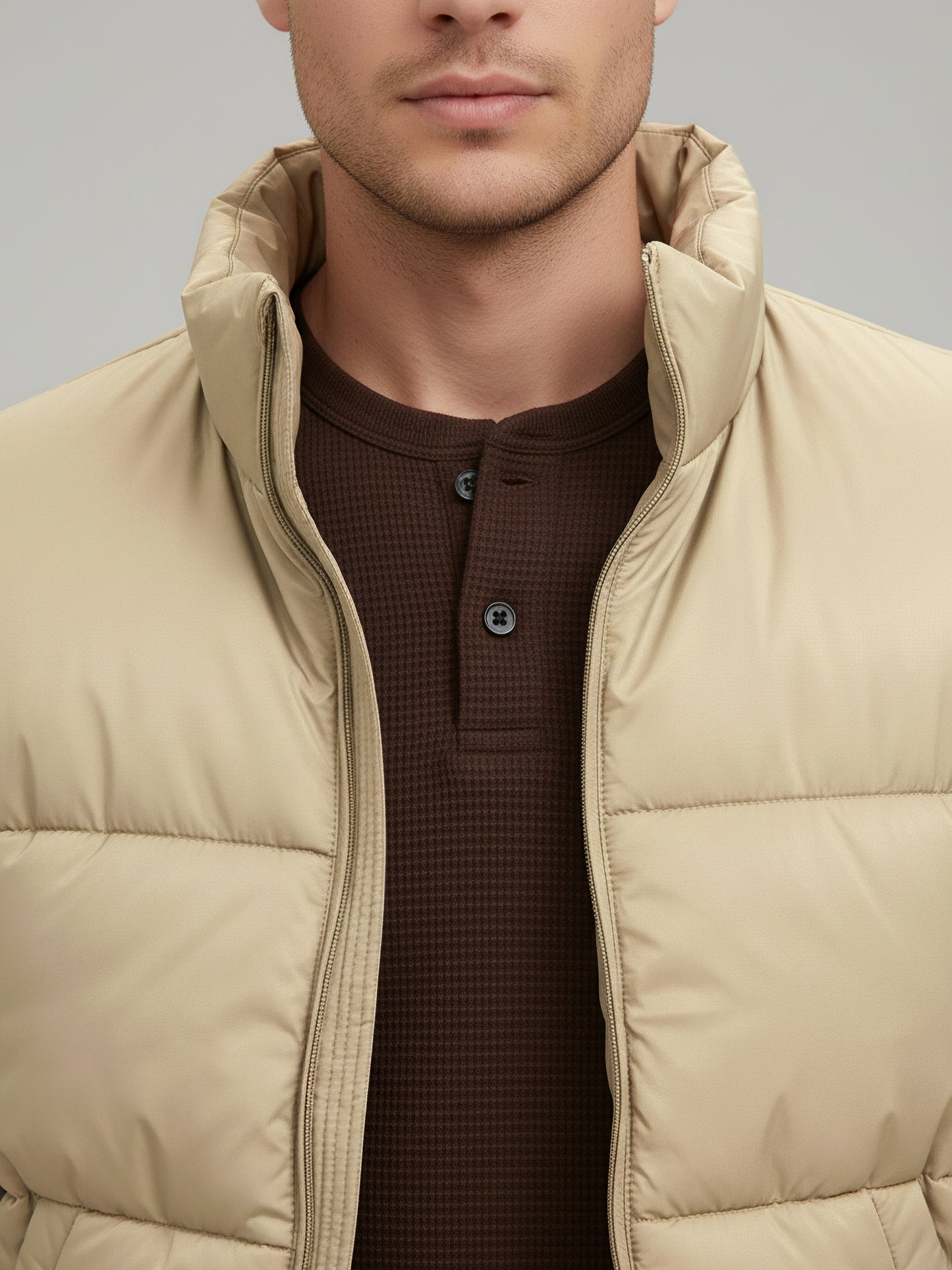 Celio* Men Beige Solid Regular Fit Polyester Jackets