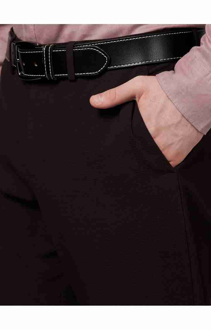 Celio* Workwear Cotton-Blend Slim Fit Burgundy Trouser