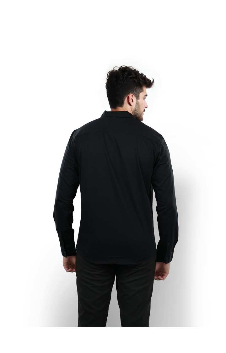 Celio* Solid Regular Fit Lyocell Black Shirt