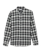 Regular Fit 100% Cotton Checked Spread Collar Shirt - Black