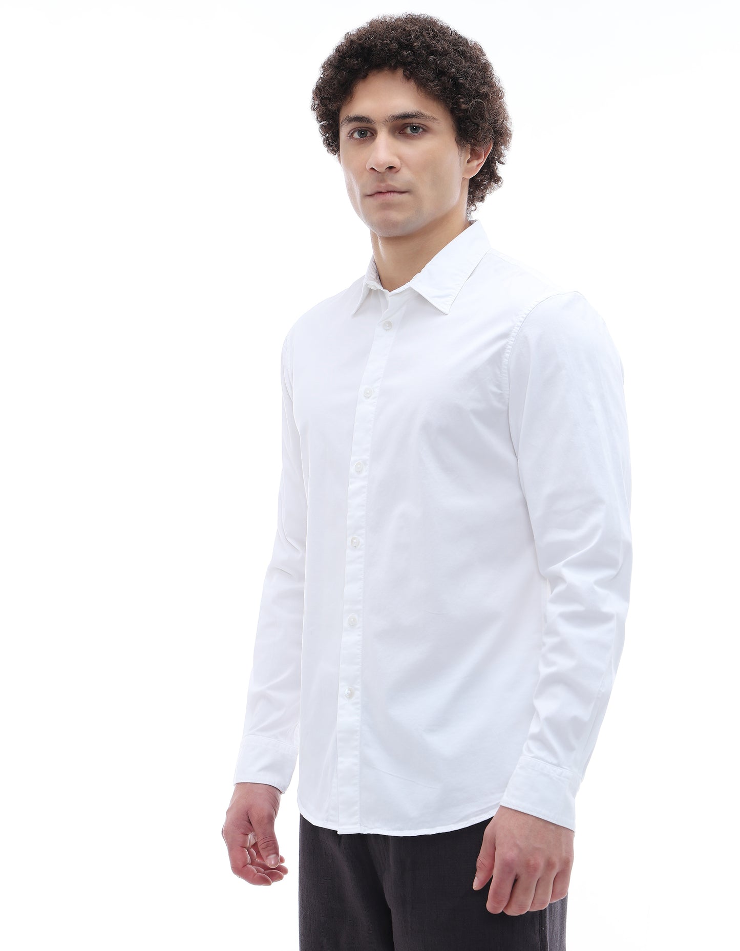Regular Fit Cotton Regular Collar Shirt - White