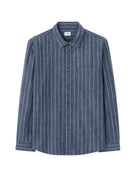 Regular Fit 100% Cotton Striped Spread Collar Shirt - Blue