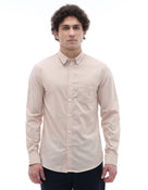 Regular Fit 100% Cotton Regular Collar Shirt - Beige