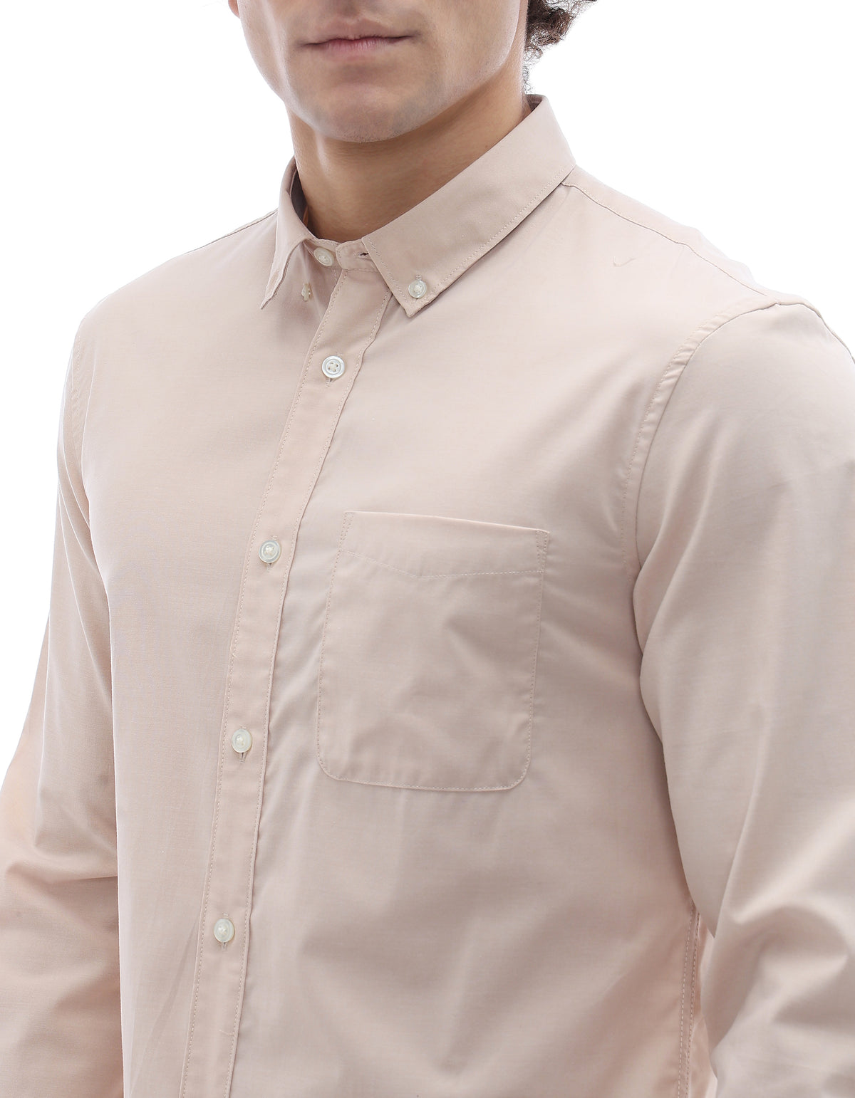 Regular Fit 100% Cotton Regular Collar Shirt - Beige