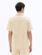 Regular Fit 100% Cotton Cuban Collar Shirt - Beige