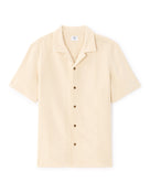 Regular Fit 100% Cotton Cuban Collar Shirt - Beige
