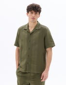 Regular Fit 100% Cotton Cuban Collar Shirt - Khaki