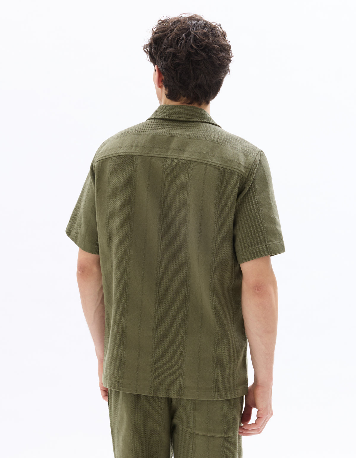 Regular Fit 100% Cotton Cuban Collar Shirt - Khaki