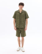Regular Fit 100% Cotton Cuban Collar Shirt - Khaki