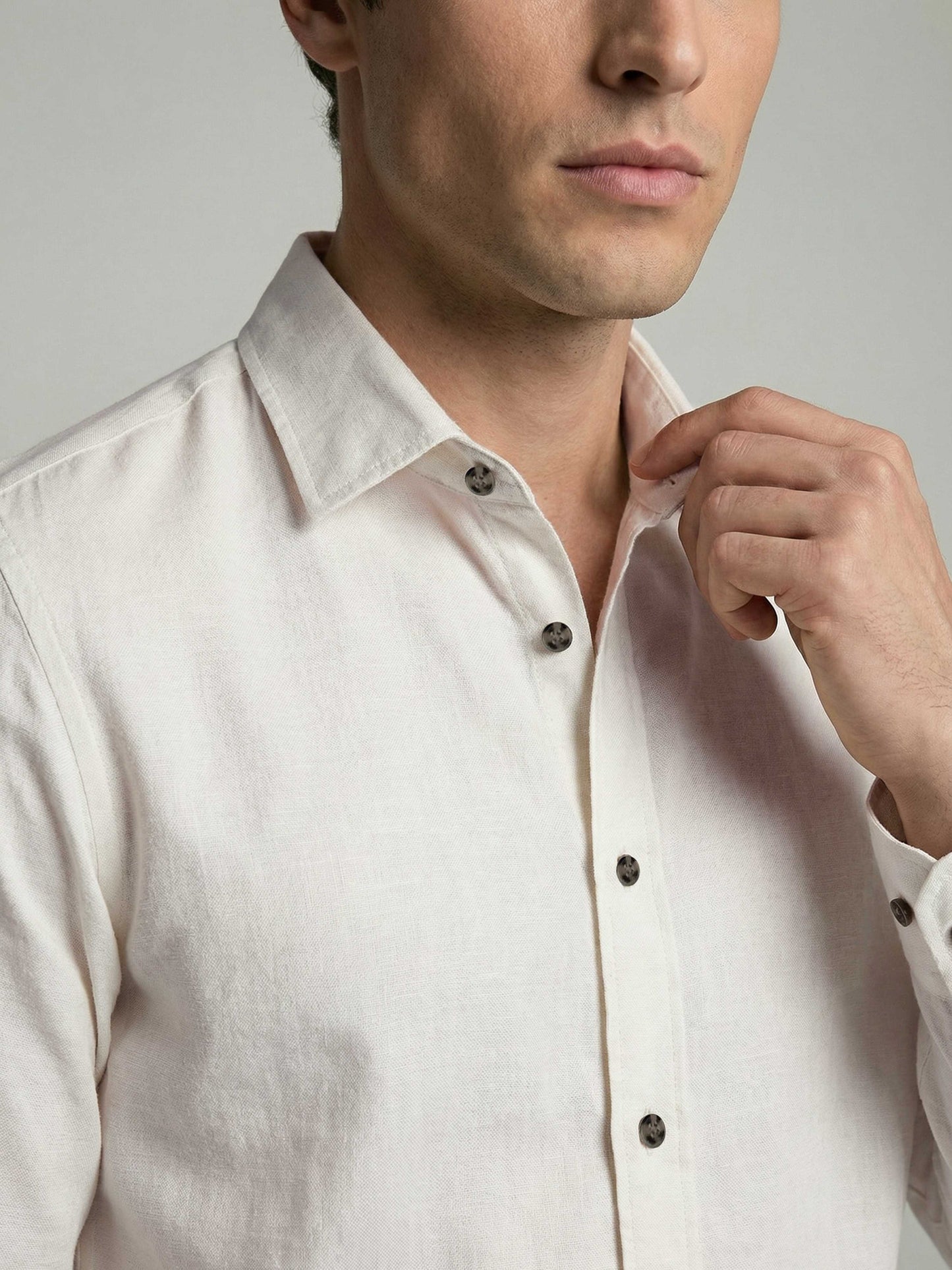 Celio* Men Off White Solid Regular Fit Polyester Shirts