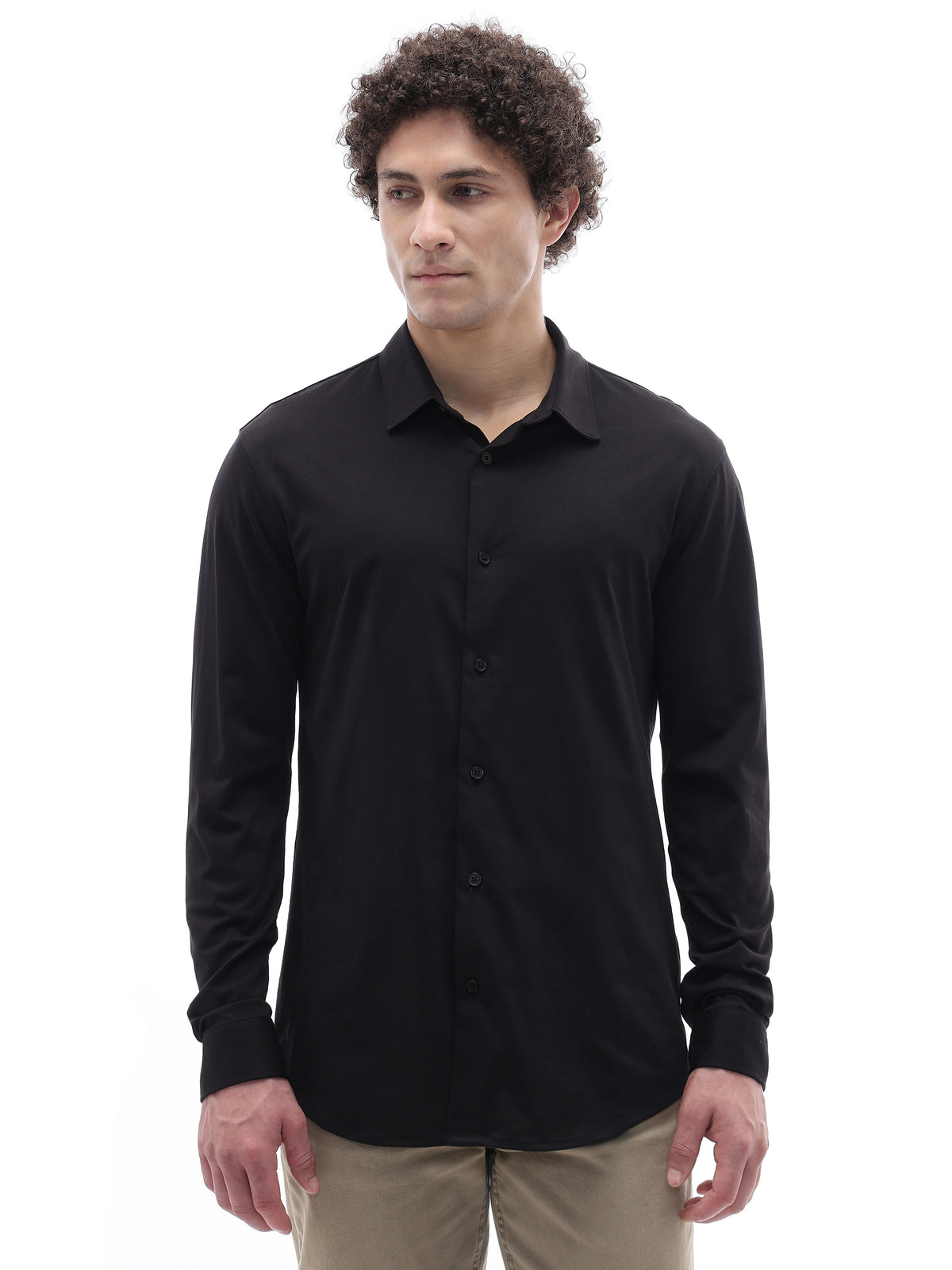 Regular Fit 100% Cotton Shirt - Black