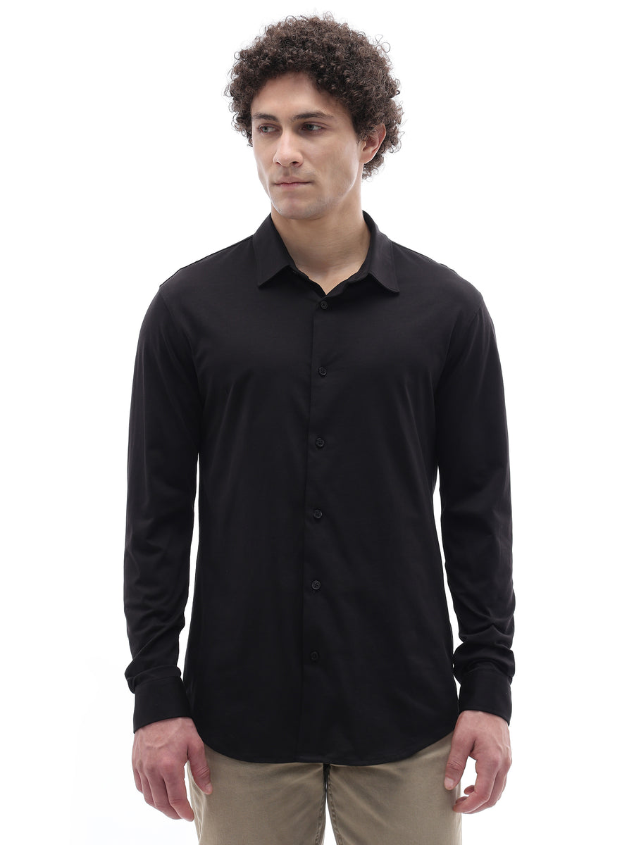 Regular Fit 100% Cotton Shirt - Black