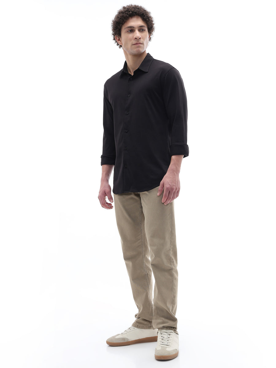 Regular Fit 100% Cotton Shirt - Black