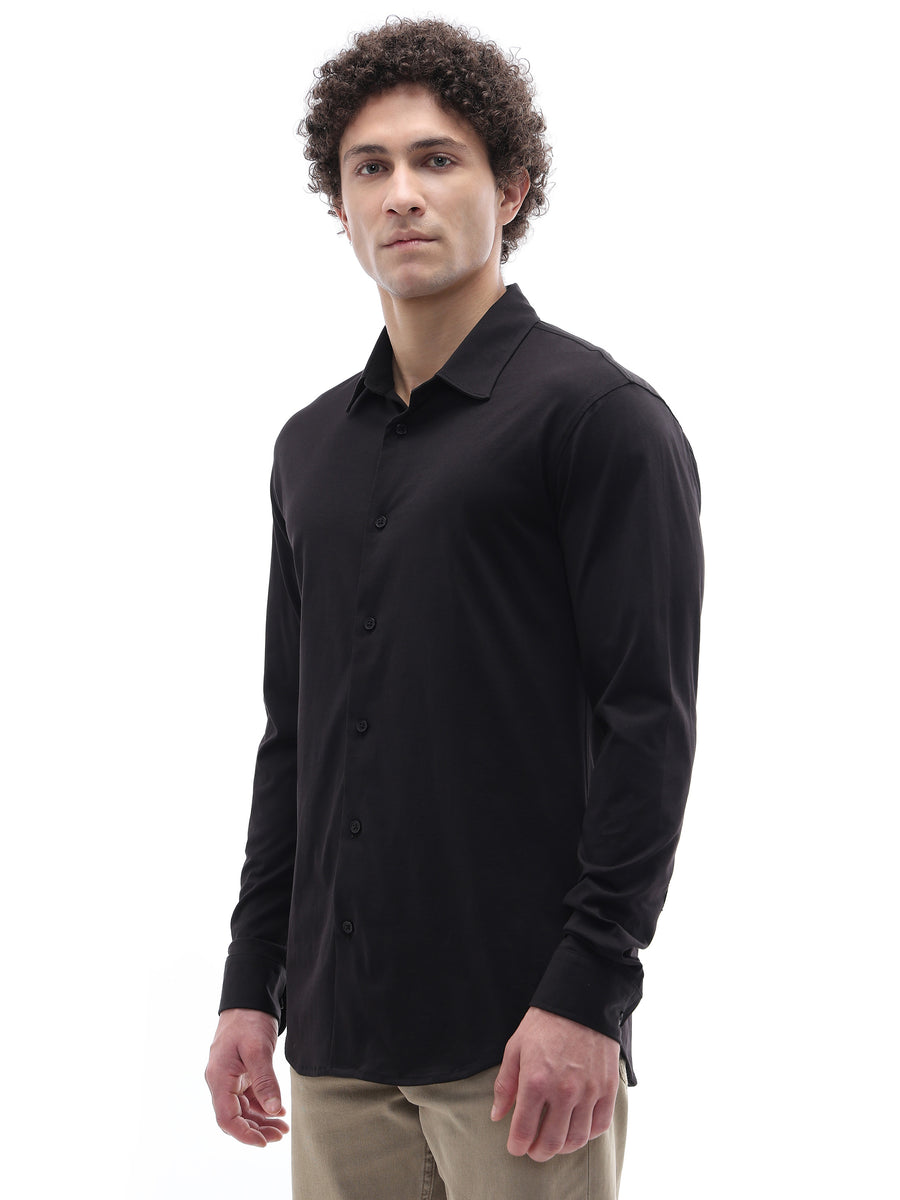 Regular Fit 100% Cotton Shirt - Black