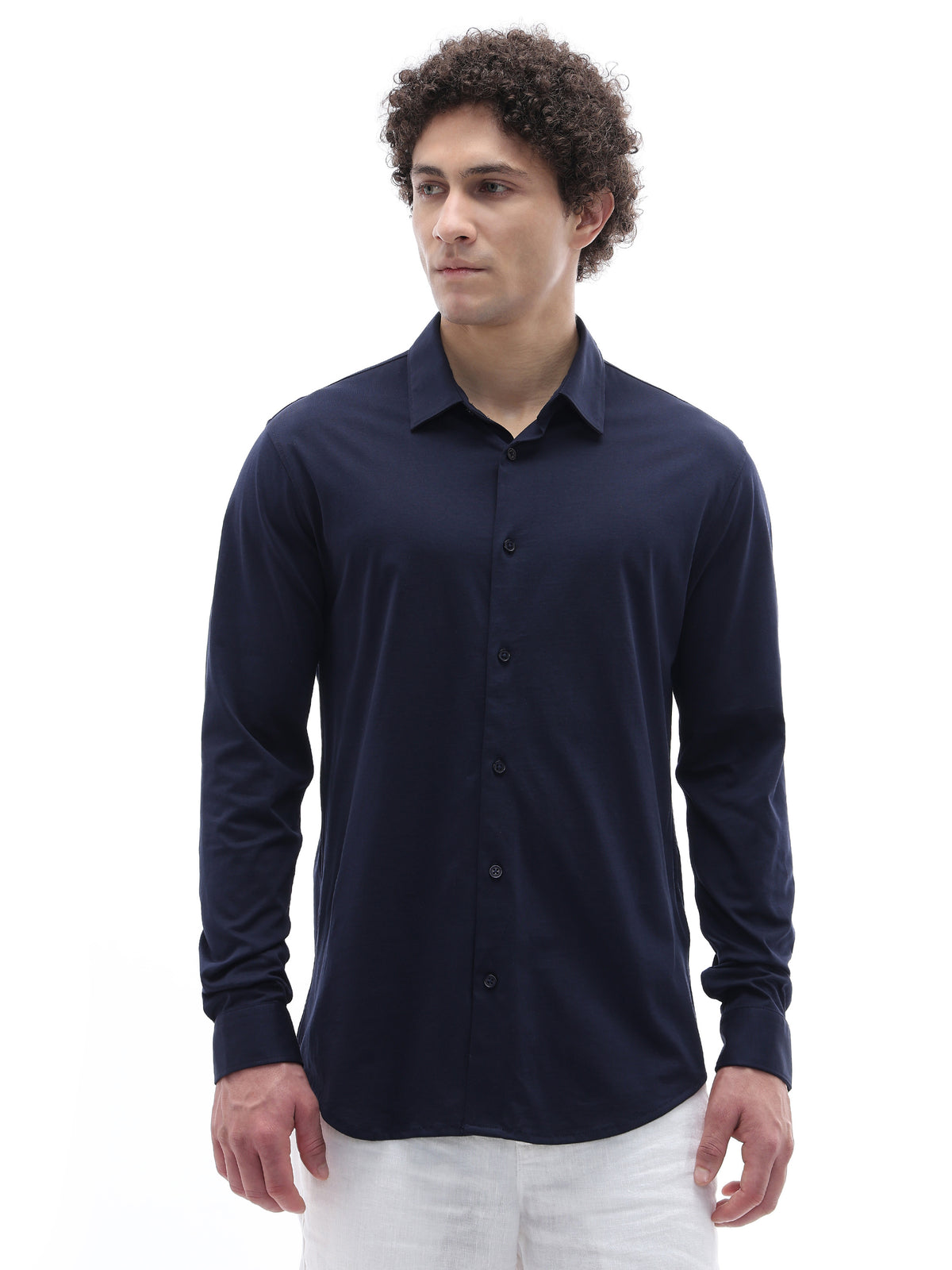 Regular Fit 100% Cotton Shirt - Navy Blue