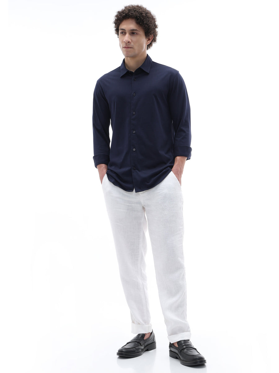 Regular Fit 100% Cotton Shirt - Navy Blue
