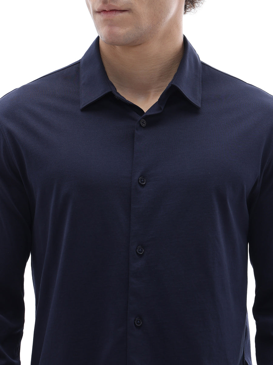 Regular Fit 100% Cotton Shirt - Navy Blue