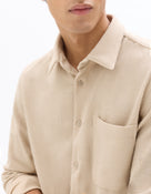 Regular Fit Polyester Spread Collar Shirt - Beige