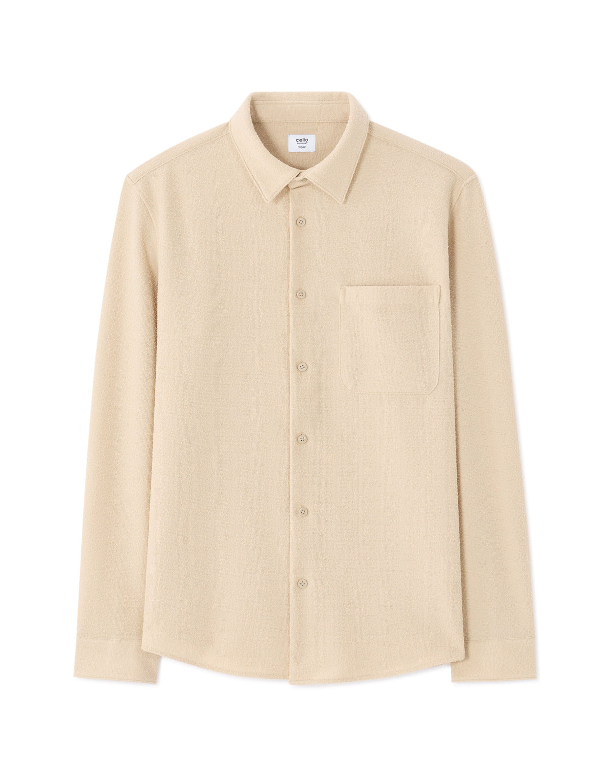 Regular Fit Polyester Spread Collar Shirt - Beige