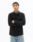 Regular Fit Polyester Spread Collar Shirt - Black