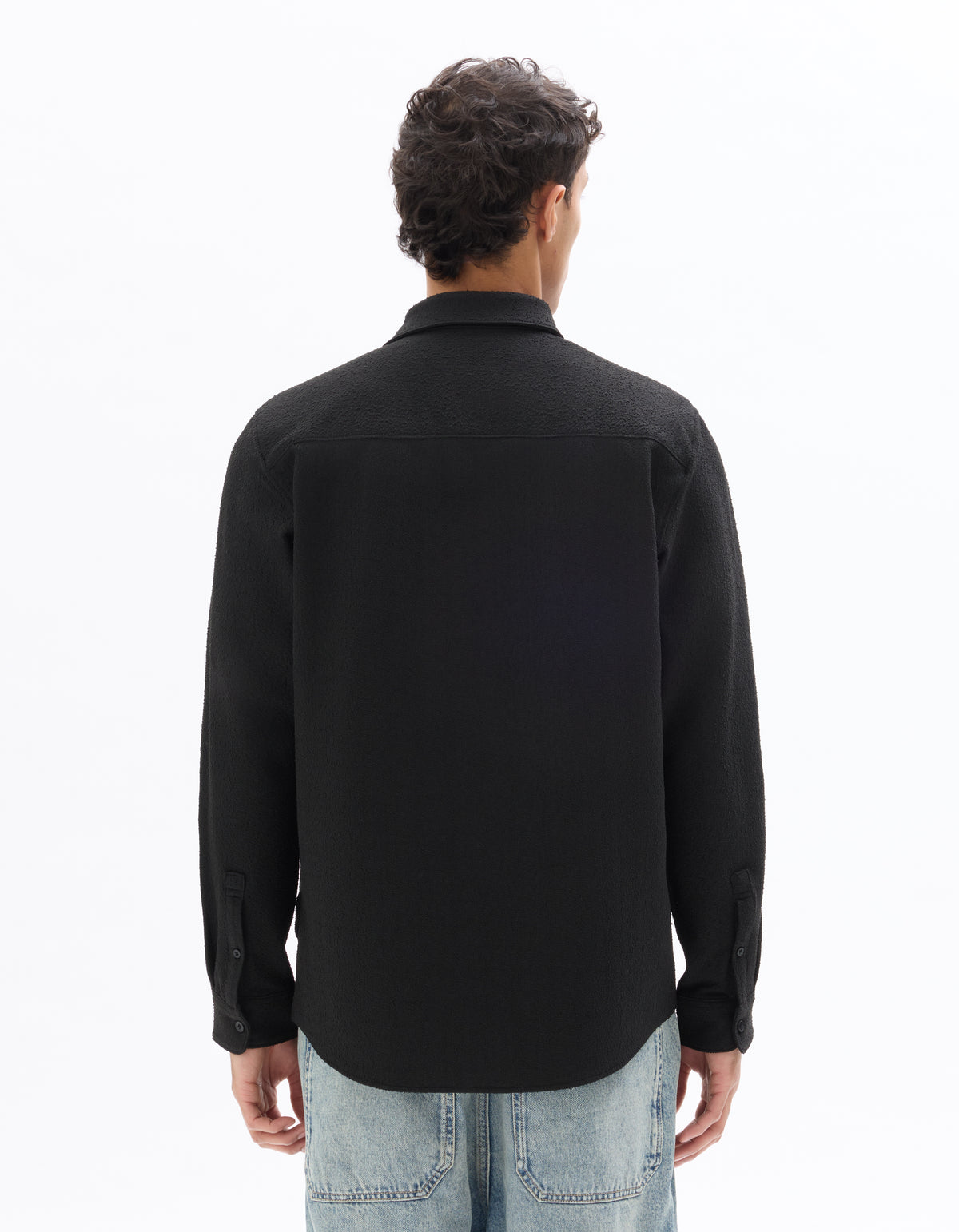 Regular Fit Polyester Spread Collar Shirt - Black