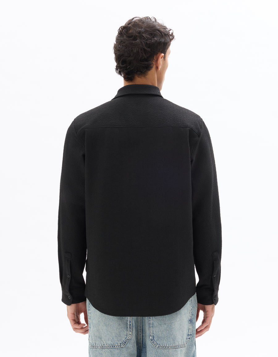 Regular Fit Polyester Spread Collar Shirt - Black