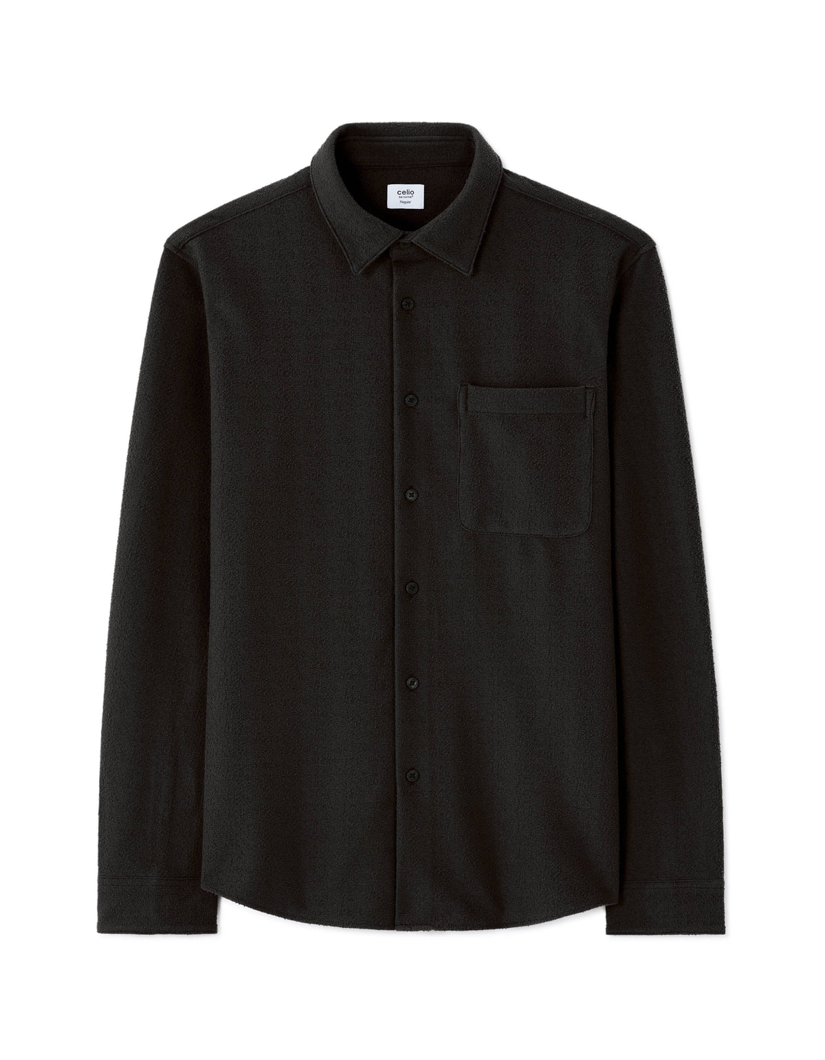 Regular Fit Polyester Spread Collar Shirt - Black