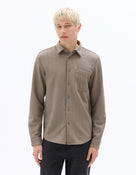 Regular Fit Polyester Spread Collar Shirt - Taupe