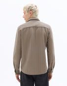 Regular Fit Polyester Spread Collar Shirt - Taupe