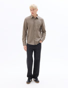 Regular Fit Polyester Spread Collar Shirt - Taupe