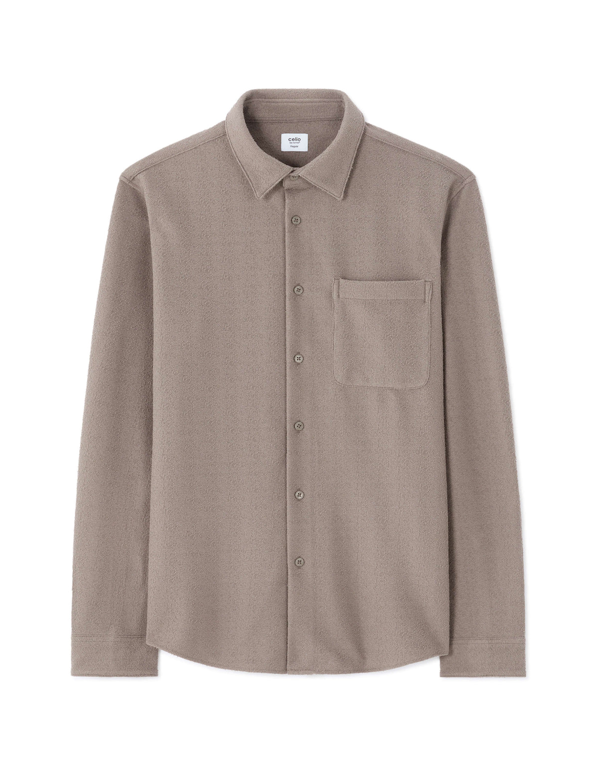Regular Fit Polyester Spread Collar Shirt - Taupe