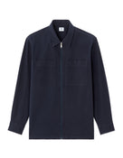 Oversized Fit Stretch Cotton Spread Collar Jacket - Navy Blue