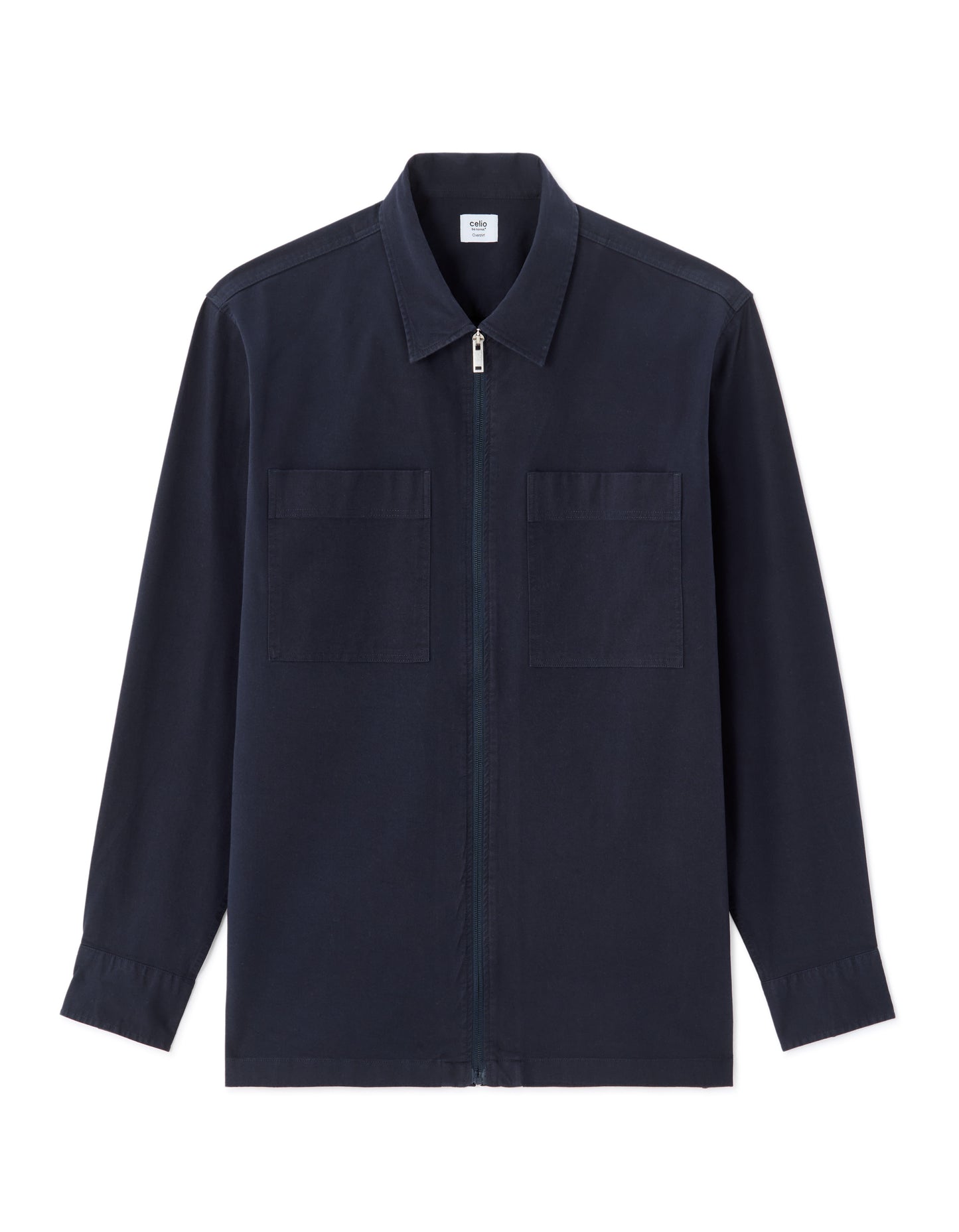 Oversized Fit Stretch Cotton Spread Collar Jacket - Navy Blue