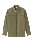 Oversized Fit Stretch Cotton Spread Collar Jacket - Green