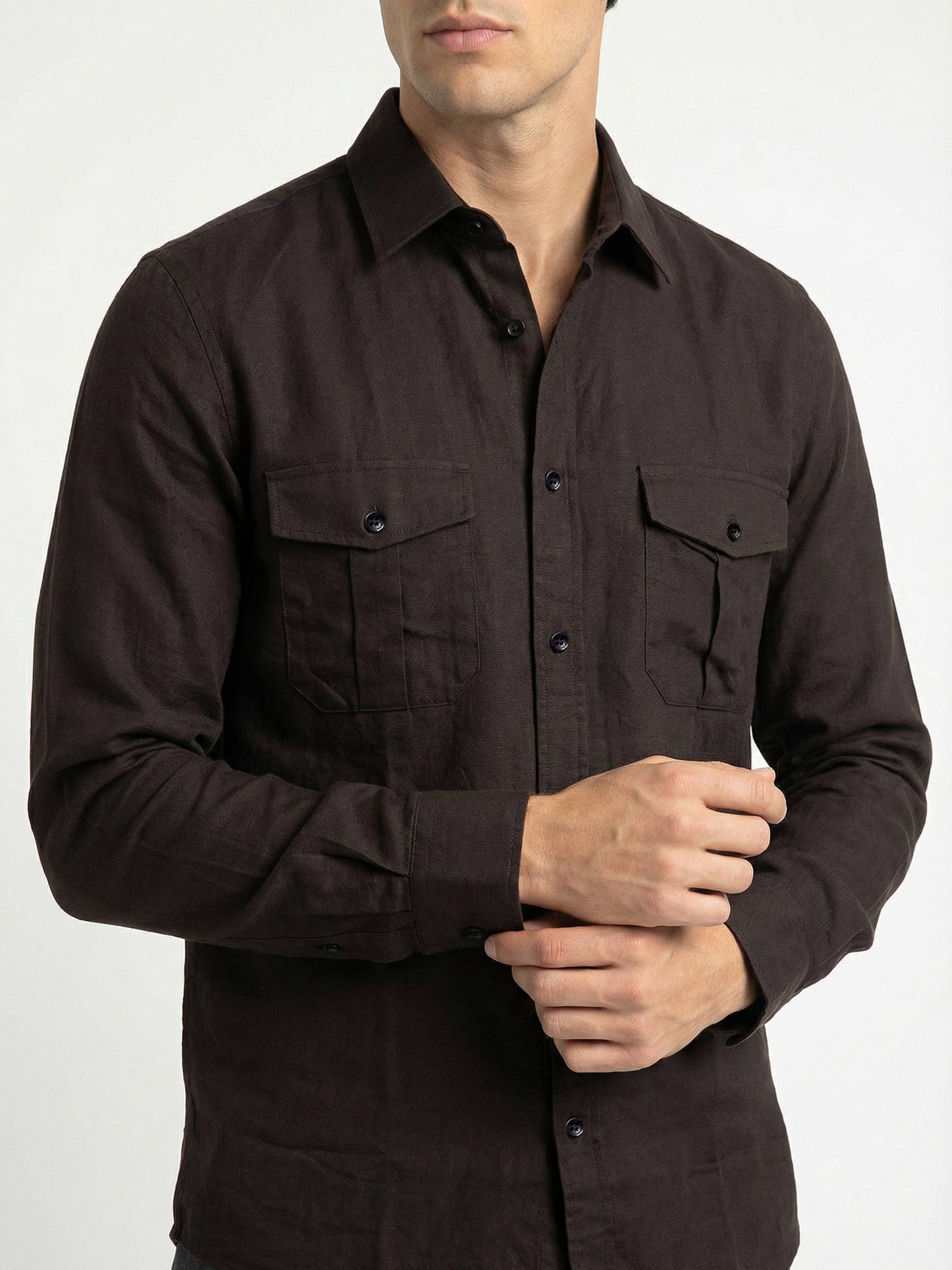 Celio* Men Brown Solid Regular Fit Linen Shirts