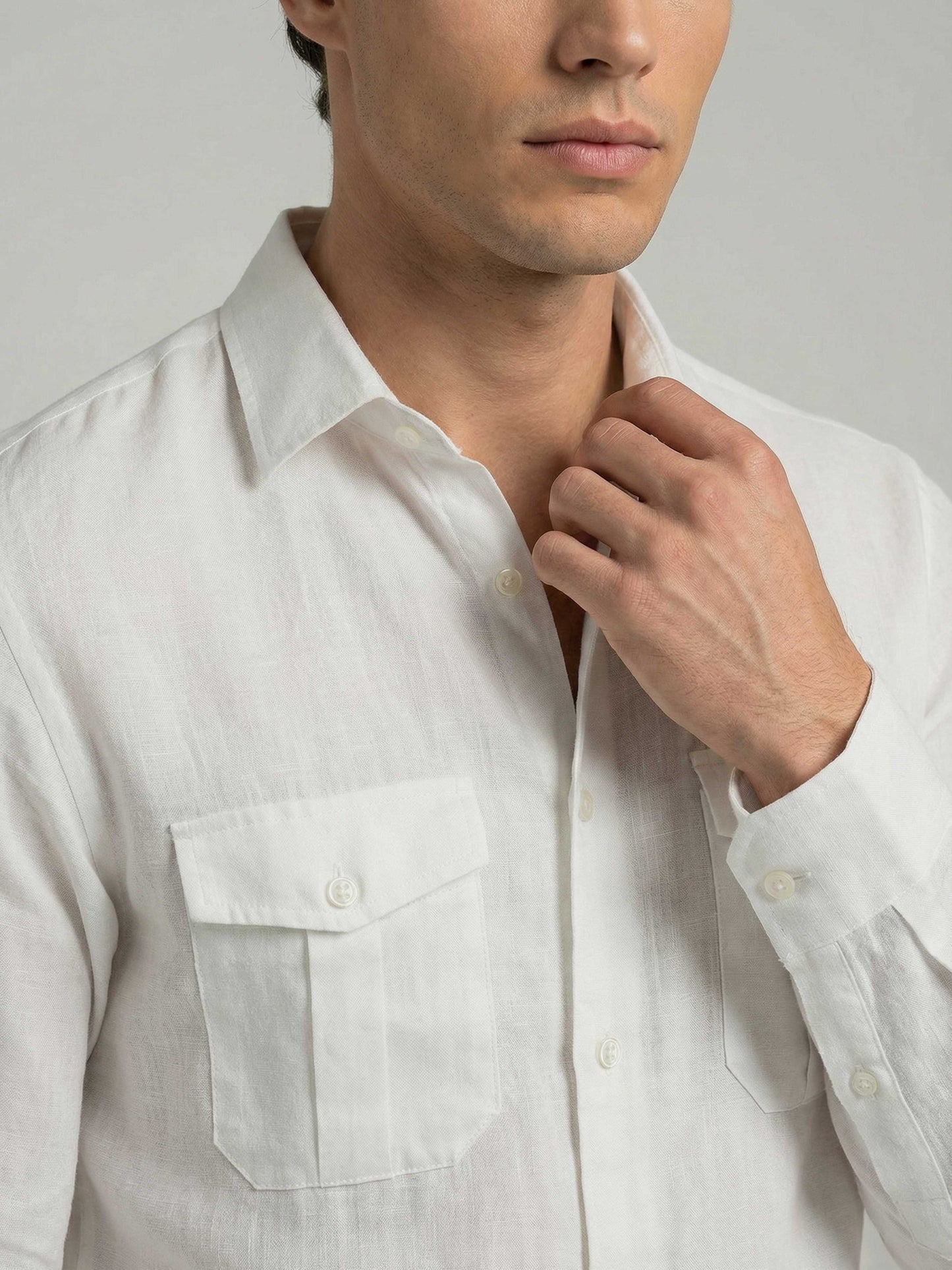 Celio* Men White Solid Regular Fit Linen Shirts