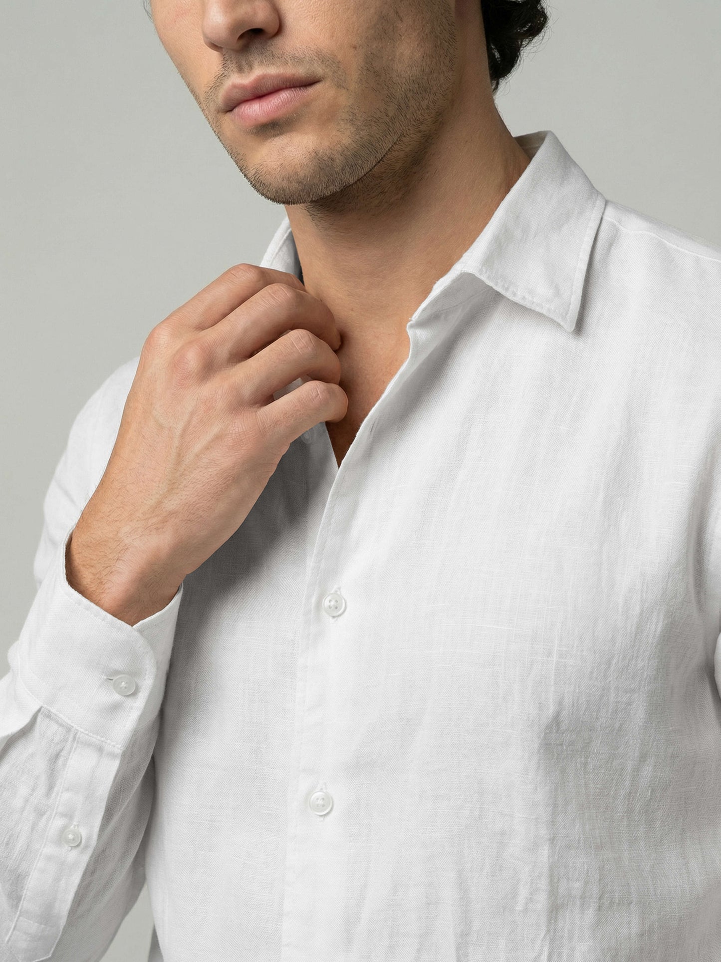 Celio Men White Solid Regular Fit Linen Shirts