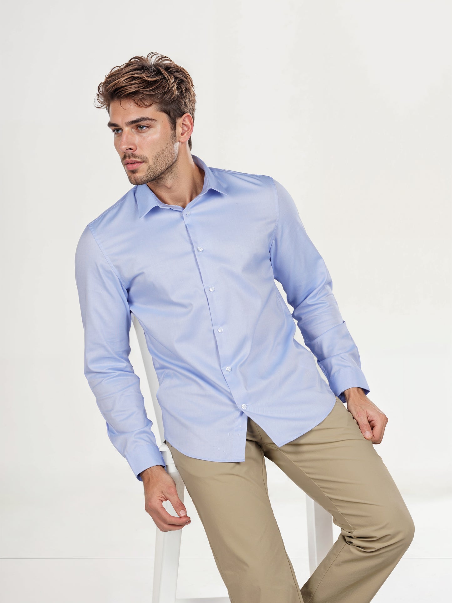 Celio* Solid Regular Fit Cotton Blue Shirt