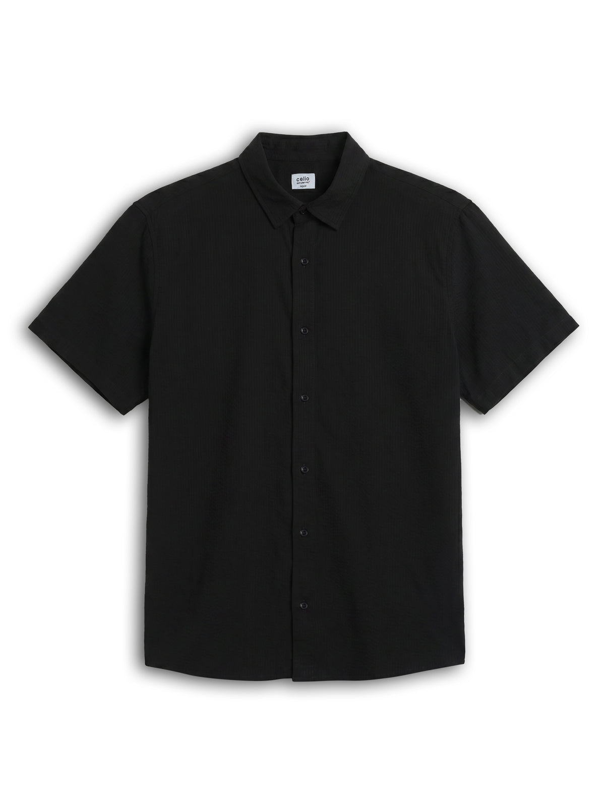Regular Fit 100% Cotton Textured Shirt - Black