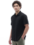Regular Fit 100% Cotton Textured Shirt - Black
