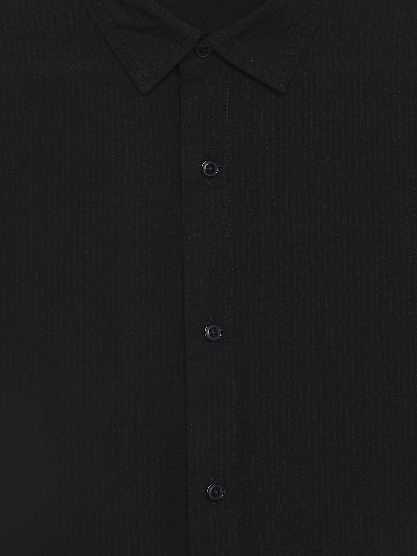 Regular Fit 100% Cotton Textured Shirt - Black