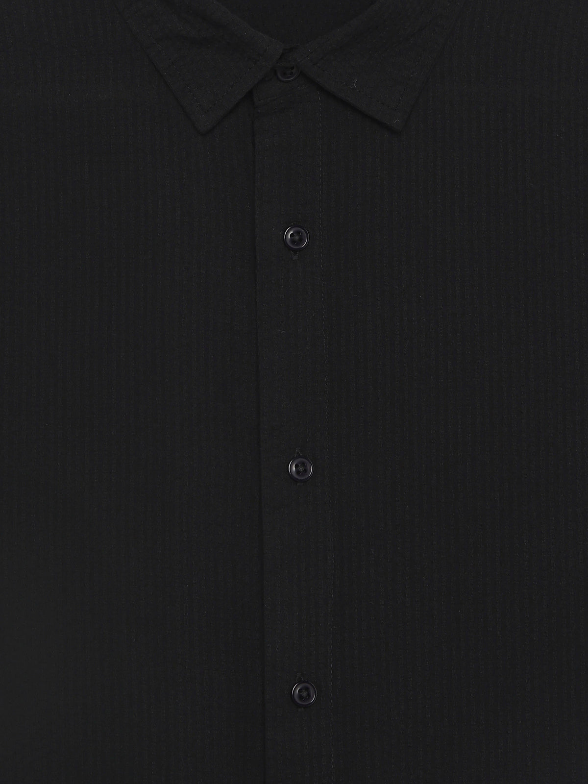 Regular Fit 100% Cotton Textured Shirt - Black