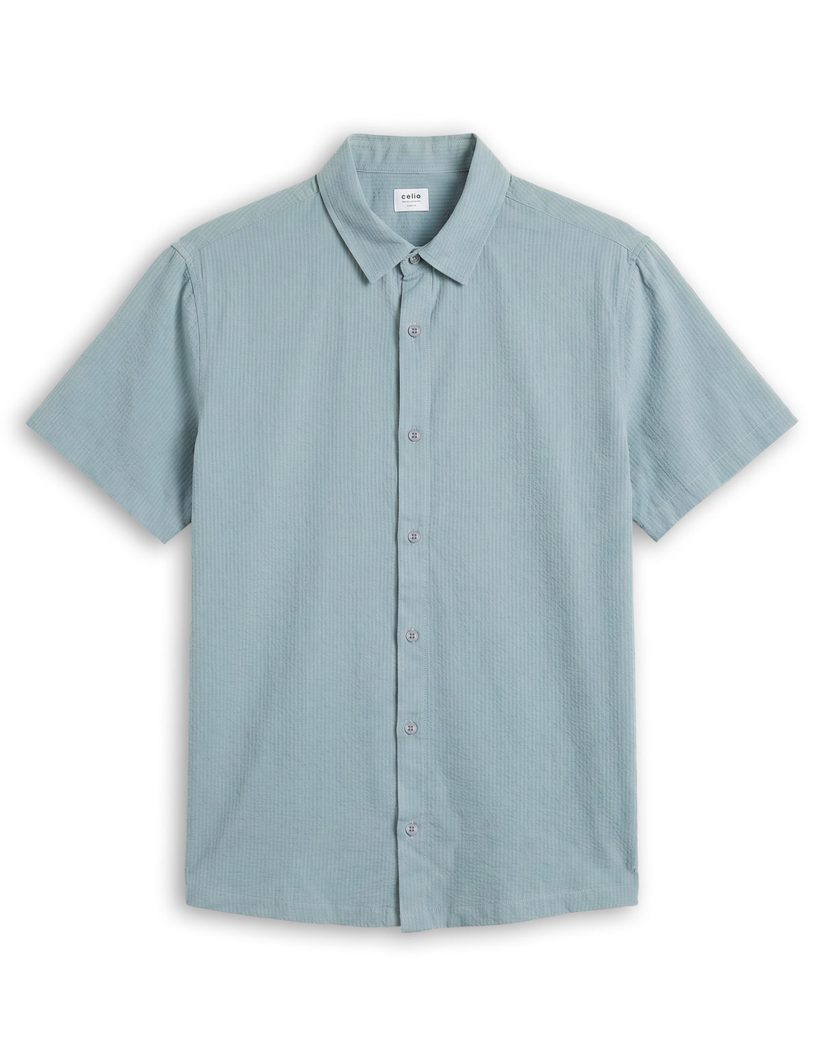 Regular Fit 100% Cotton Textured Shirt - Blue