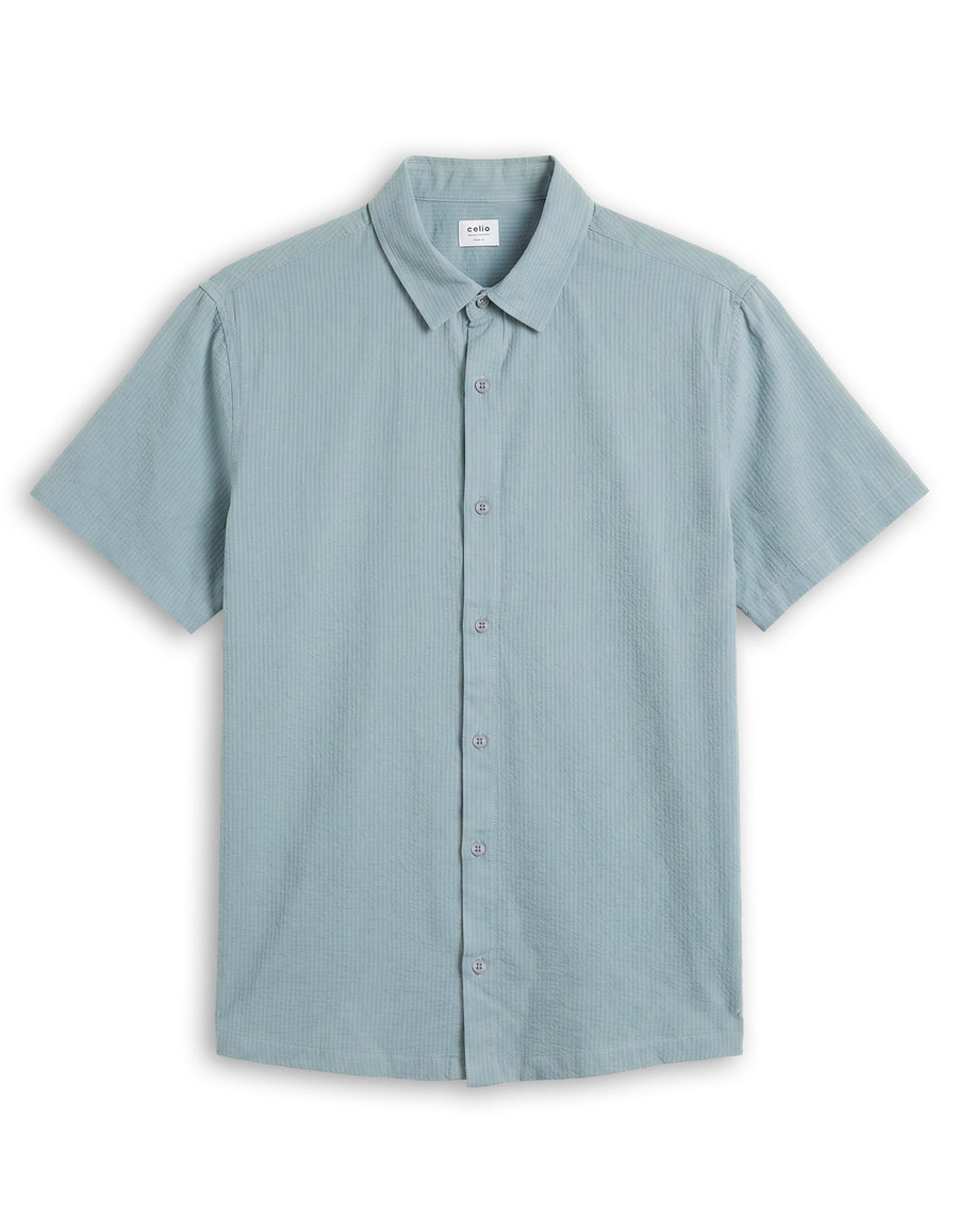 Regular Fit 100% Cotton Textured Shirt - Blue
